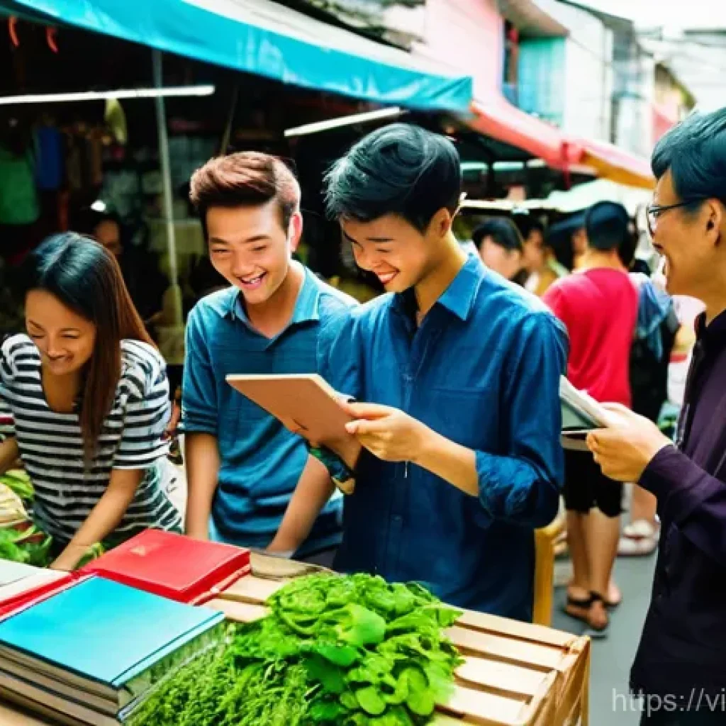 친환경 공유경제 솔루션 - **Prompt 1: Urban Vietnamese Youth Embracing Sustainable Fashion and Item Exchange**
"A vibrant,...